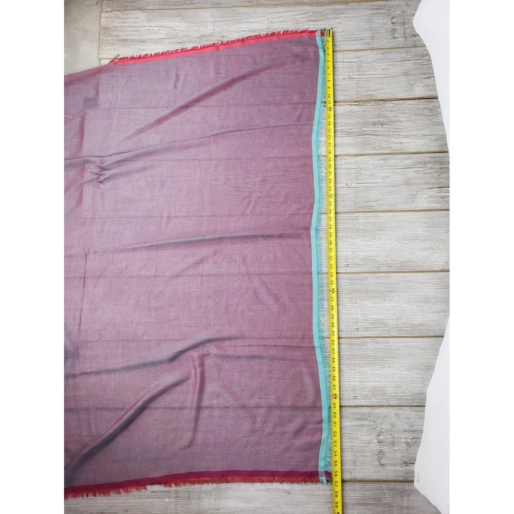 Loro Piana Italian Scarf Blue and Pink Fringe Women